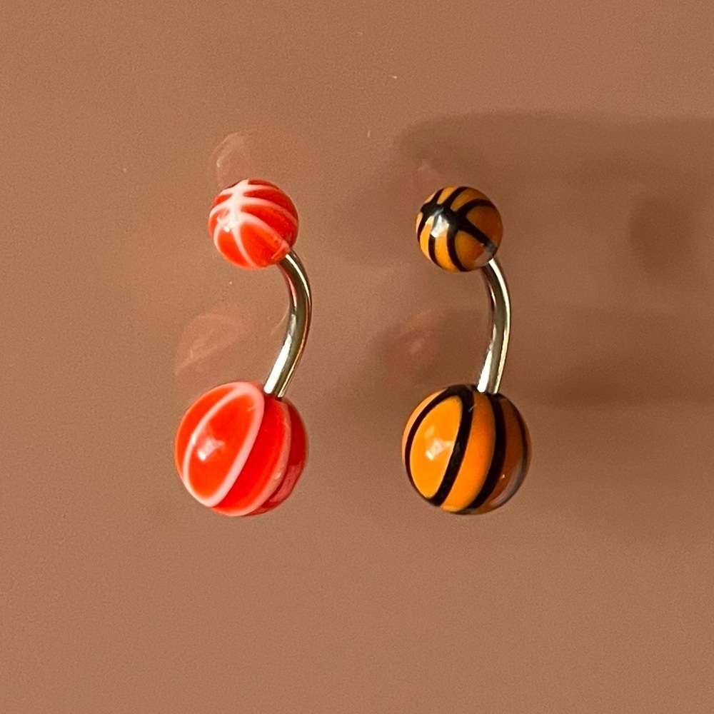 2-Piece Sporty Belly Button Ring Set 🏀💗🔥